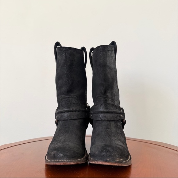 Frye Carmen Harness Black Leather Short Moto Riding Cowboy Boot | US 8 - Picture 4 of 10